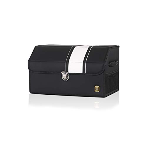 Ergocar Foldable Car Trunk Organizer, Luxury Leopard Print, 3-Compartment, Waterproof, Black