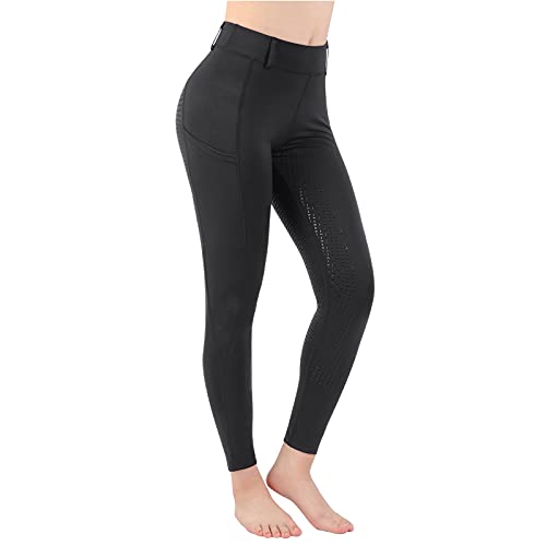 Turnhier Women Equestrian Breeches Riding Tights Pockets,Women Training Breeches Pants With Silicone (Black,S) thumb #6