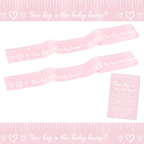 Juavlonle Measure The Belly Baby Shower Game for Girl 2 Rolls Belly Measuring Tape 2 Inches x 150 Feet Pink Tummy Measure How Big is Mommys Belly Fun Baby Shower Game Girl