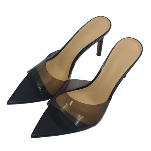 Clear Pointed Open Toe Heels for Women Summer Slip on Mules Sexy Stiletto Heeled Sandals Party Wedding Prom Dress Casual Shoes