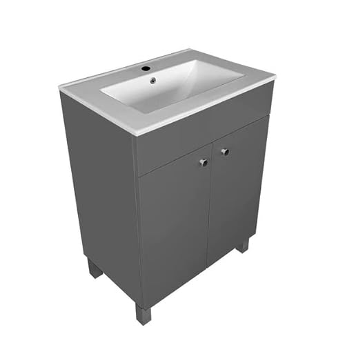 paplinskimoebel - Meuble Salle de Bain avec Vasque 60 cm IGA Sink, Meuble Vasque Salle de Bain, Lavabo Salle de Bain, Vasque sur Pied, Sallis - Meuble sous Lavabo Graphite