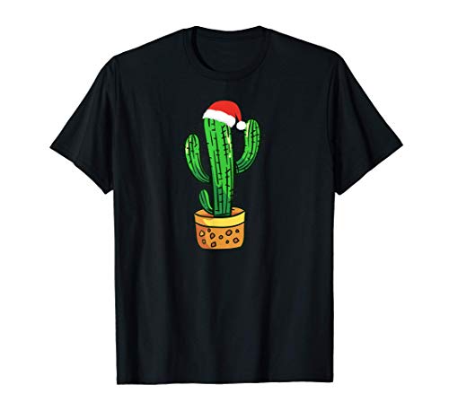 Cactus Santa Hat Lover Funny Christmas Caring Xmas Maglietta