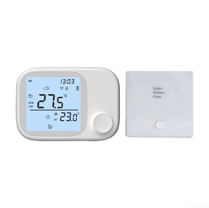 Tuya WiFi inalámbrico para termostato inteligente con RF433 y para compatibilidad con Alexa, controlador de temperatura digital con múltiples modos de control (WiFi)