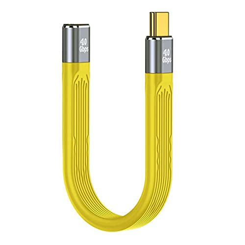 CY USB4 Male to Female Extension Cable 13cm USB4.0 Slim Flat Male toF 40Gbps with 100W Charging and 8K@60Hz Compatible with iPhone 15 Laptop Phone