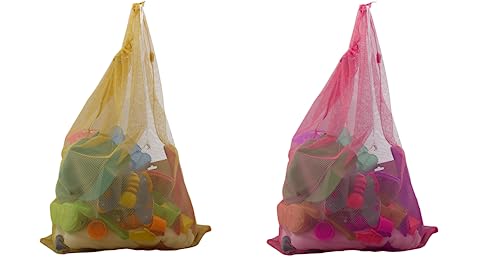 Dependable Industries 2-Pack Mesh Laundry Bags: Organize Clothes, Drawstring Closure; Random Color Assortment, Durable Polyester, 22