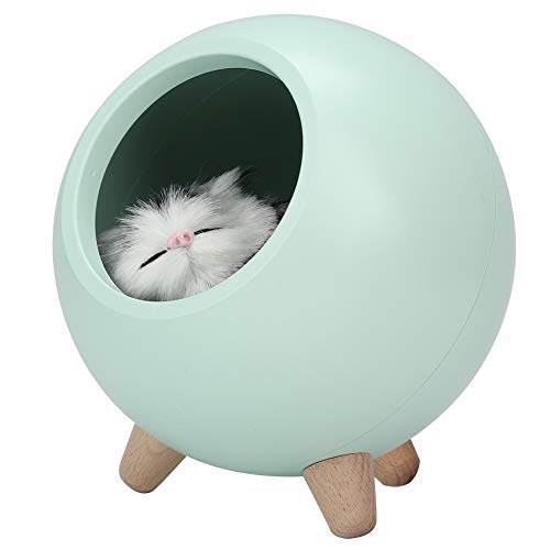 Lámpara de mesa para casa de mascotas, luz de ambiente para casa de mascotas, bonita luz nocturna para gatos, lámpara LED de noche para dormitorio (verde)