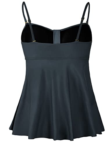 Hilor Women's Flyaway Tankini Top Bandeau Swimsuit Flowy Bathing Suit Tummy Conceal Swimwear3