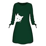 Sehr flauschig und warm. Writtian Winterkleid Damen Elegant Pulloverkleid Strickkleid Langärmliger Rundhals Freizeitkleid Katzenmotive Sweatshirt Kleider Einfarbig Minikleid mit Bowknot Tunika Kleid Lässig Oversize