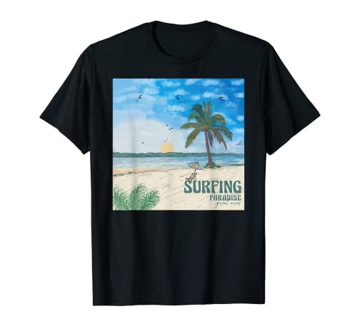 Vintage Retro Style Tropical Beach Palm Tree Sunset Summer T-Shirt