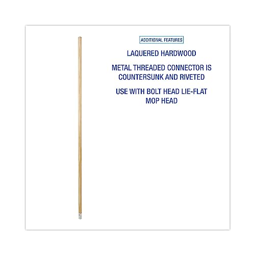 Boardwalk 833 Lie-Flat Screw-In Mop Handle, Lacquered Wood, 1 1/8 Dia X 54, Natural #TOP2
