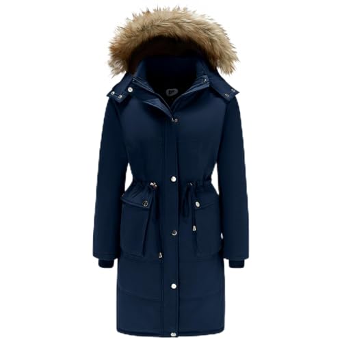Garemcy Women's Winter Coat Water Repellent Long Puffer Jacket Warm Parka with Detachable Fur-trim Hood