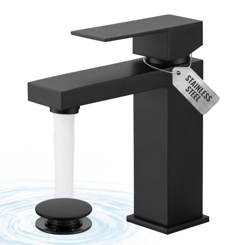 Matte Black Bathroom Faucet ARCORA Single Handle Faucet for Bathroom Sink Modern Single Hole Bathroom Faucet with cUPC Supply Lines and Pop Up Drain