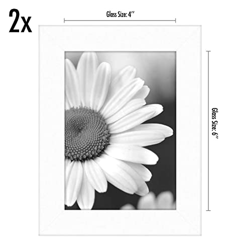 Image of Americanflat 4x6 Picture Frame with Shatter-Resistant Glass - Set of 2 - Signature Collection - Gallery-Style Frames Made of Engineered Wood - Picture Frames for Tabletop and Wall Display - White