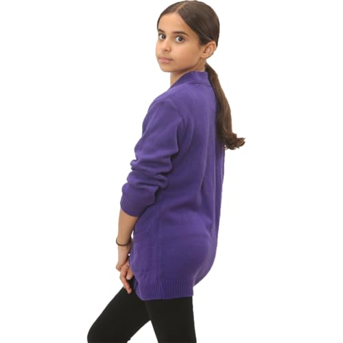 Girls Long Sleeve Knitted Button Cardigan Boys Stretchy V Neck Pocket Jumper School Wear Uniform Sweater3