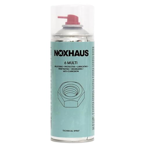 NOXHAUS Lubricante Mulitfunción 6 en 1 400ml | Protección, Lubricación y Desengrase | Spray con Válvula Dispensadora 360º | Ideal para Taller Mecánico, Automovil e Industria