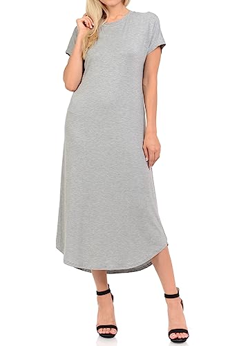 Image of iconic luxe Women's A Line Short Sleeve T Shirt Midi Dress Summer Casual