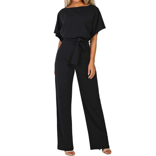 Coloody Damen Lang Jumpsuit Overall Hosenanzug Elegant Romper Kurzarm...