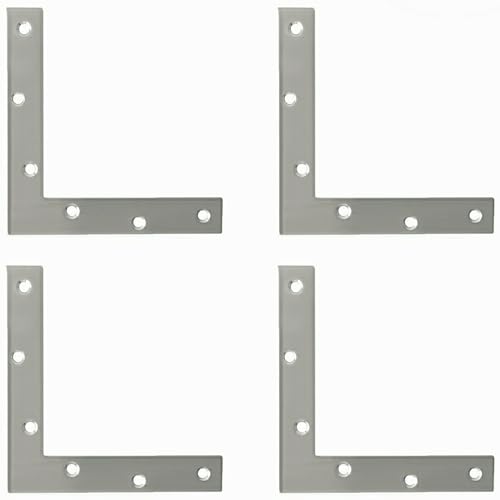 Alise L Flat Brackets for Wood,Corner Bracket Mending Plate,Brushed,4 Pack
