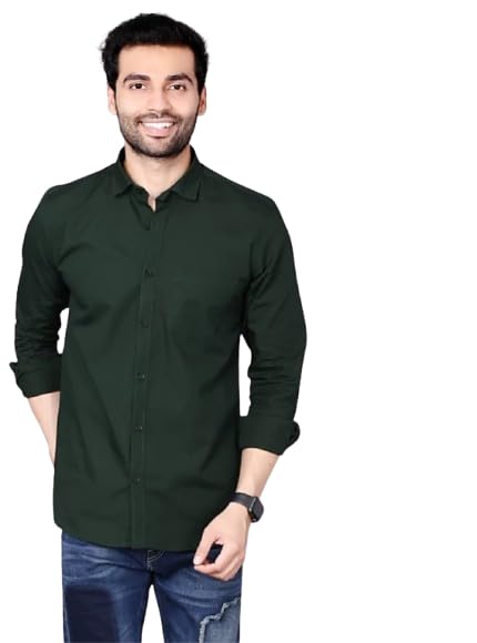 Image of Men's Solid Slim Fit Cotton Casual Shirt - Stylish Cotton Shirts for Men | Office Men Shirts | Formal Shirt for Men
