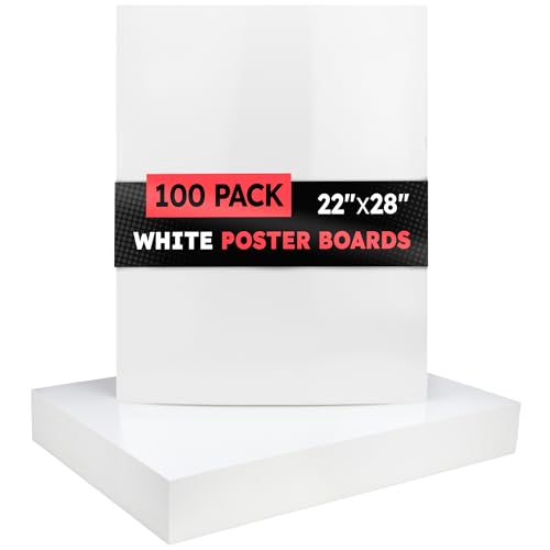 Image of Hygloss Large Poster Board 22x28 - 100 Count Bulk Pack - 10 Pt. Thickness White Poster Board Paper for Projects, Presentations, Displays, Signs, Crafts - Blank Posterboard Multipack 22 inch x 28 inch