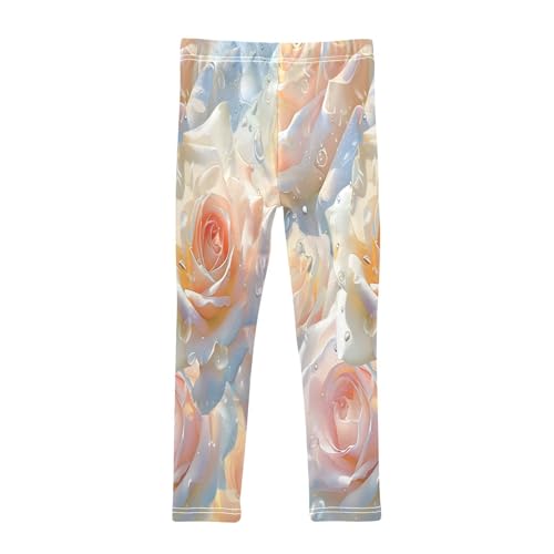 Bolaz Toddler Girls Leggings Printed Yoga Pants Leggings Light Blue Roses for Kids2
