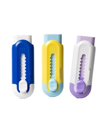 鉛筆用格納式消しゴム 3個 アソートカラー 学生/学校/オフィス/絵画用