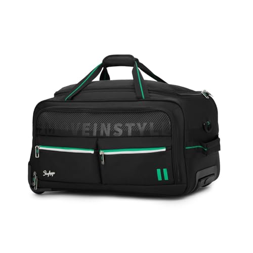 Image of Skybags Muse Polyester Stylish Duffel Trolley Bag with Two Wheels, Two Stage Push Button | Premium Zipper, Travel Bag | 3-Year International Warranty - Unisex (Black, Set of 2)