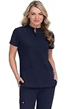 KOI Next Gen Driven Women's 4-Pocket Mandarin Collar Scrub Top Navy S