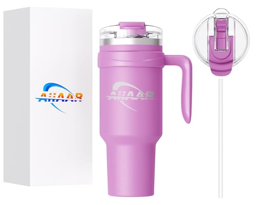 AiiAAR 40 oz Tumbler with Handle and Straw | FlowState 3-Position Lid | Vacuum Insulated Stainless Steel Travel Mug | Keeps Drinks Hot or Cold | Leak-Resistant | Cupholder Friendly | BPA-Free