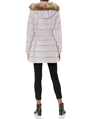 Laundry by Shelli Segal Women's Stretch Quilted Puffer Jacket – Long Winter Coat with Faux Fur Hood2