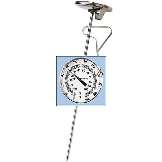Digi-Sense Stainless Steel Bimetal Pocket Thermometer, 2 Dial, Poly Lens, 8 Stem, 50 to 550F, 5F Div