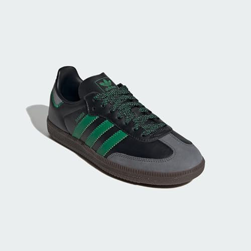 Image of adidas Samba Womens Sneaker, Core Black /Green /Grey Six, Size 8.5