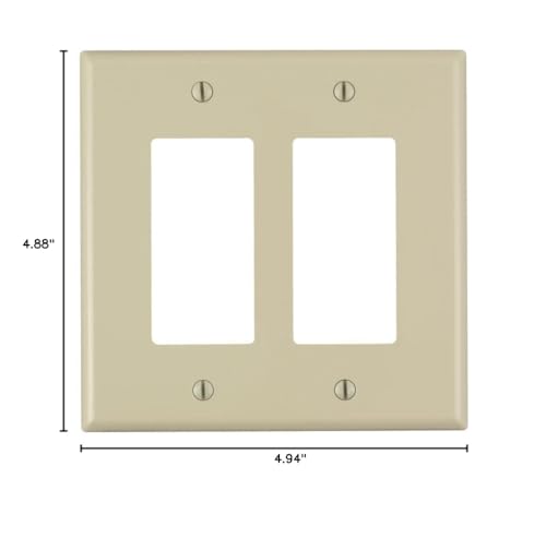 Image of Leviton PJ262-I 2-Gang Decora /GFCI Decora Wallplate, Midway Size, Ivory