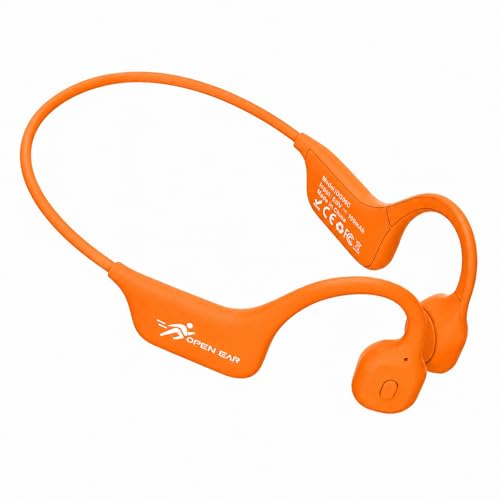 Image of SANOTO Bone Conduction Headphones Bluetooth Open Ear Headphones, Lightweight Bone Conduction Earbuds IPX5 Waterproof Sport Wireless Earphones for Running Cycling Workout (Orange) | Lightweight Bone Conduction Earbuds IPX5 Waterproof Sport Wireless Earphones for Running Cycling Workout