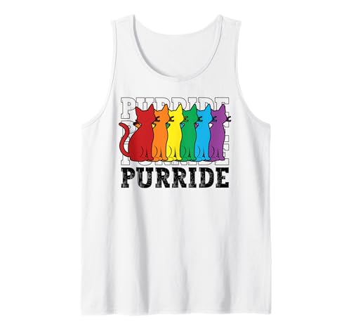 Rainbow Cat Lover LGBT Gay Pride Month Purride Ally LGBTQ Camiseta sin Mangas