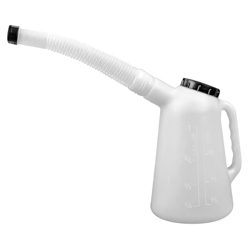 Faithfull Plastic Oil Pourer, Metric and Imperial Measuring Oil Can with Flexible Pouring Spout & Screw Cap - 1 Litre