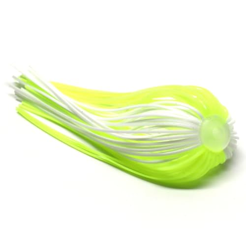 Harmony Fishing – Quick Change Modular Umbrella Skirts for Fishing Jigs, Spinnerbaits, Buzzbaits, Lures, Baits (10 Pack) (White/Chartreuse)