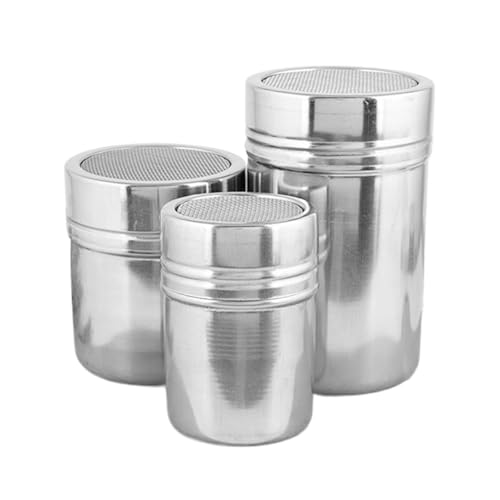 Nhujevkom Dispensador De Azúcar Glasé - Dispensador de Azúcar en Polvo para Café,3 Piezas De Acero Inoxidable Para Cocina Restaurantes Panaderías Food Trucks Picnic