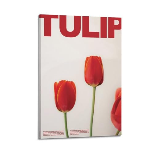 Poster vintage tulipes rouges ZOGJIN cadre 60x90cm toile decoration