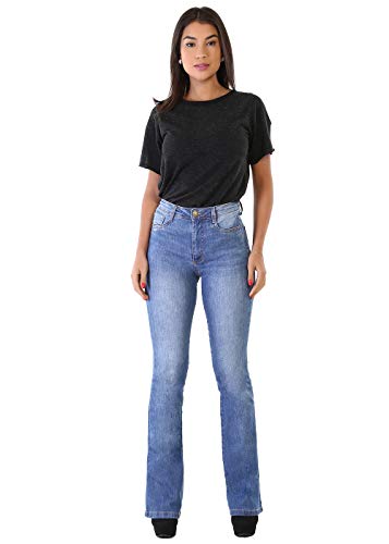 Calça Boot Cut Cinta Super Lipo, Feminino, Sawary Jeans, Indigo, 42
