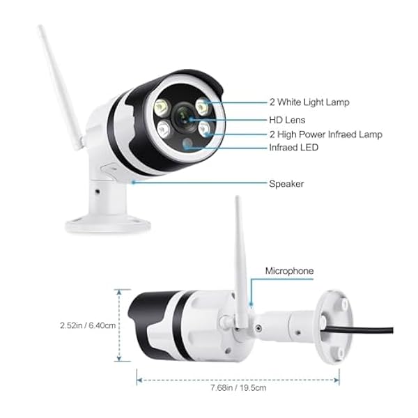 Bedraad beveiligingscamerasysteem 5MP Draadloze Beveiliging Camerasysteem 3MP WIFI Camera Menselijk Detecteren Kleur Nachtzicht Video Surveillance Kit P2P (Size : None, Color : 8CH NVR 2 Cam 3MP)