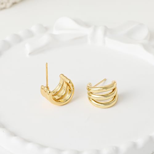 Image of SHERLOVE Chunky Knot Gold Earrings Women Statement Drop Dangle Earrings | 14K Gold Plated Hypoallergenic Lightweight,Trendy Dainty Elegant Cute,Women Gold Jewelry Fashion Accessories Gifts