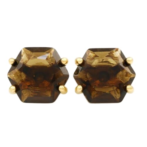 Puces d'oreilles en quartz fumé hexagonal en argent 925 plaqué or LK_VSTD_0317