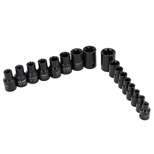 E Star Female Torx Impact Sockets E5 E24 3/8" and 1/2" Drive 17pc