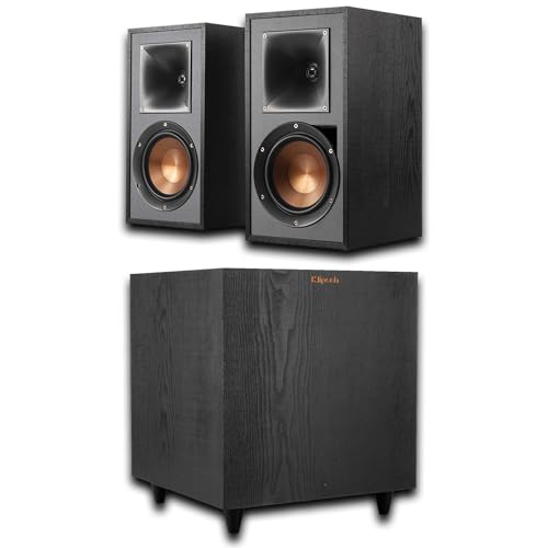 Klipsch R-51PM Powered Bluetooth Speakers (Pair) with R-80SWi 8' 150W Wireless Subwoofer - Premium 2.1 Home Audio System