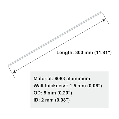 iMeistek 6063 Aluminium-Rundrohre, 5 mm Außendurchmesser, 2 mm Innendurchmesser, 300 mm Länge, 1,5 mm Wand, nahtlos, gerade, Aluminiumrohre (3 Stück)