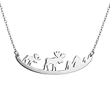 Brass Horse Women's Cute Moose Wildlife Mountain Pendant Necklace - Stainless Steel Animal Jewelry Gift