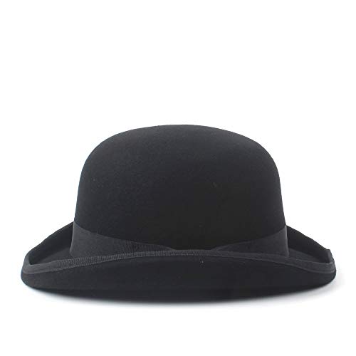 Hat Tages Zubehör Wide Brim Luxus Billycock Hüte 100% Wolle Herren Bailey Ofhollywood Fedora Hut for Gentleman Crushable Hantom Dad Bowler Hat (Farbe : Schwarz, Größe : 57cm) Cover