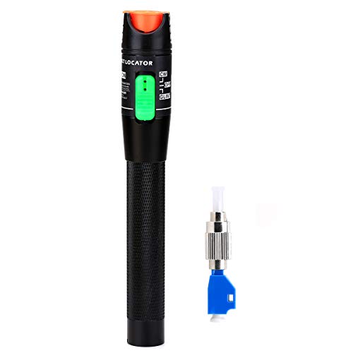 30mW 25-30KM Aluminium Visual Fault Locator Fiber Tester Detector Meter with 2.5mm Universal Connector FC Male to LC Female Adapter for CATV Telecommunications