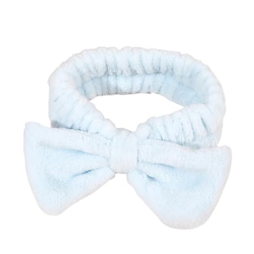 Diadema Maquillaje Diadema de spa for lavar la cara, diadema de maquillaje for niñas, banda for el cabello con pajarita, diademas de microfibra for el cuidado de la piel for limpieza Facial(SKY BLUE)